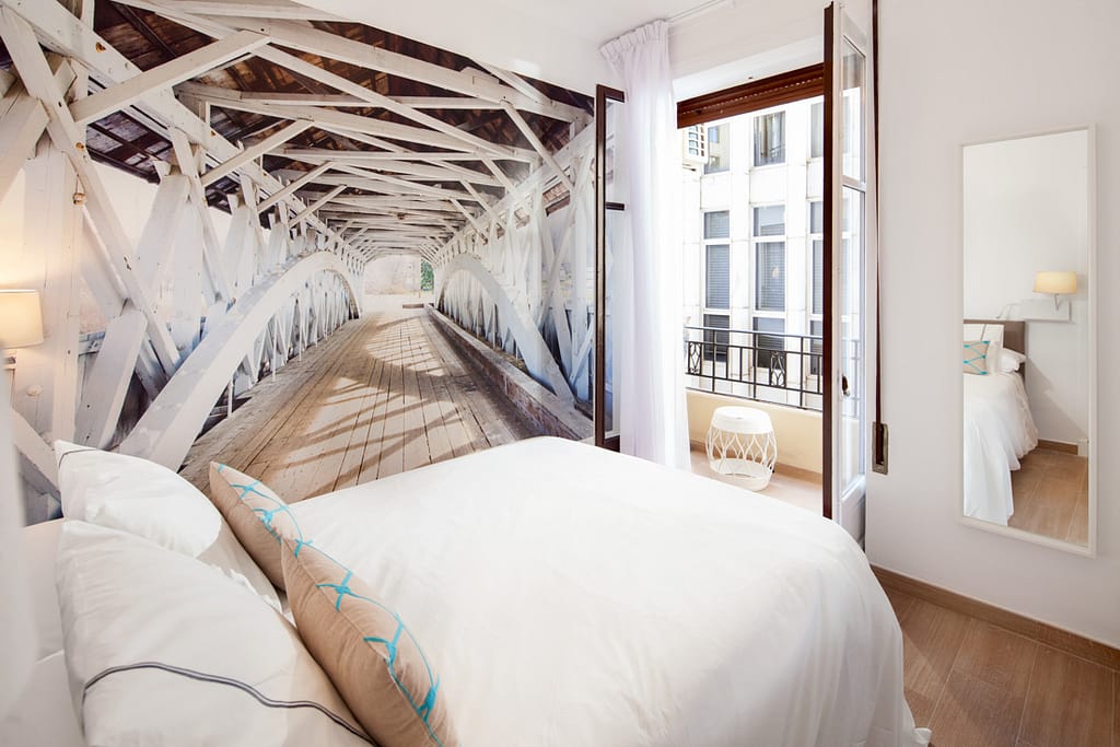 ideas decoración de interiores habitación con papel pintado, mural pintado en habitación, fotografo andreas grunau